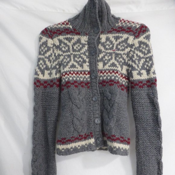 HOLLISTER, knit button up cardigan w/collar, xs-s